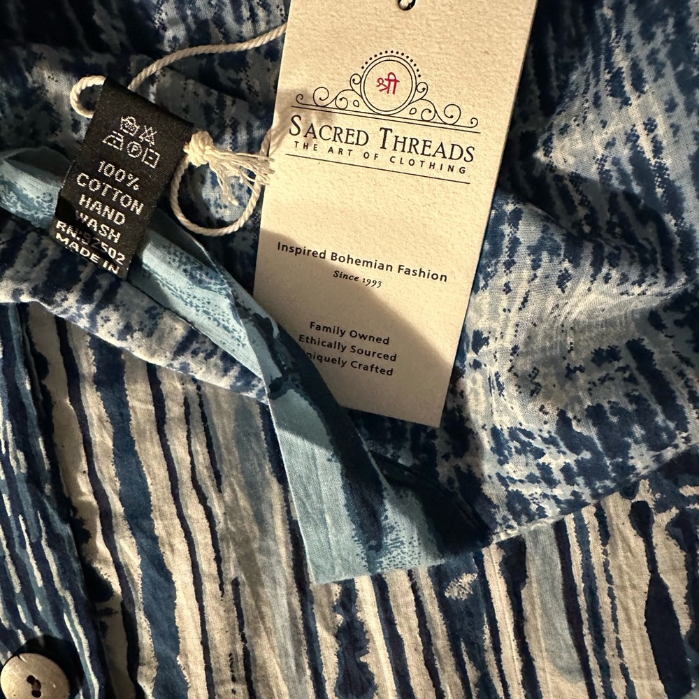 Sacred Threads Blue and White Patchwork Blazer - image 4